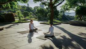 Solo Traveler doing Yoga at Da Nang Tia Resort